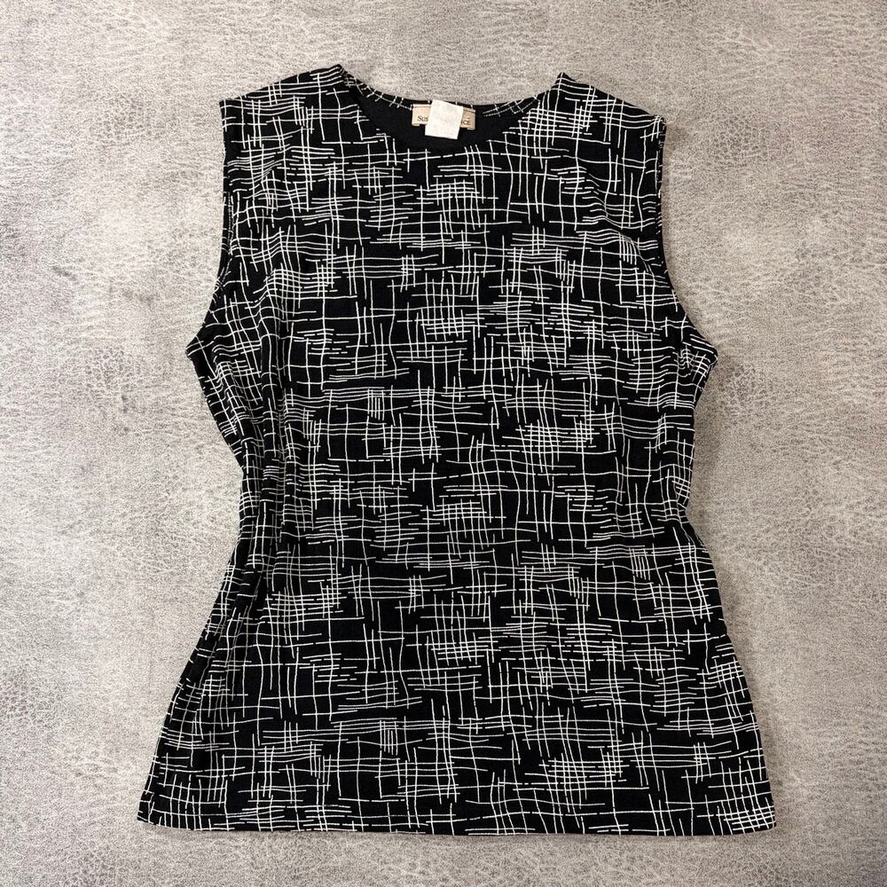Vintage B&W Abstract Crosshatch Tank Top